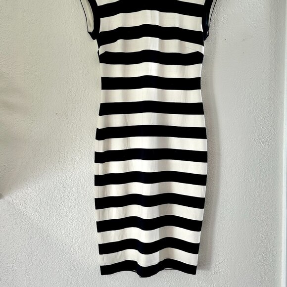 Banana Republic Rugby Stripe Ponte Sheath Dress Black White Stripes Sz 4 - Picture 3 of 5